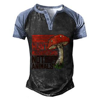 Hunt Mushrooms Not Animals Veggie Vegetarian Great Gift Men's Henley Shirt Raglan Sleeve 3D Print T-shirt - Thegiftio UK