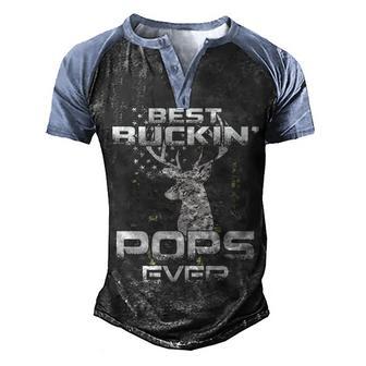 Hunting Best Buckin Pops Ever Men's Henley Shirt Raglan Sleeve 3D Print T-shirt - Thegiftio UK