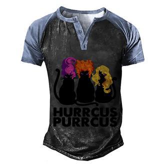 Hurrcus Purrcus Halloween Witch Funny Black Cat Men's Henley Shirt Raglan Sleeve 3D Print T-shirt - Thegiftio UK