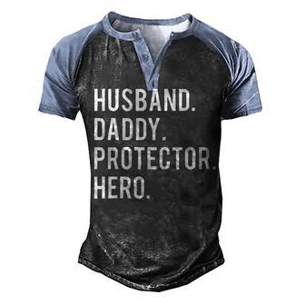 Husband Daddy Protector Hero 1 Men's Henley Shirt Raglan Sleeve 3D Print T-shirt - Thegiftio UK