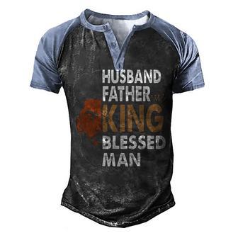 Husband Father King Blessed Man Black Pride Dad Men's Henley Shirt Raglan Sleeve 3D Print T-shirt - Thegiftio UK