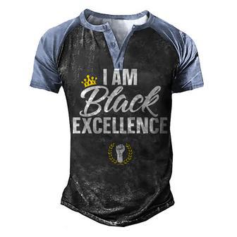 I Am Black Excellence V2 Men's Henley Shirt Raglan Sleeve 3D Print T-shirt - Thegiftio UK