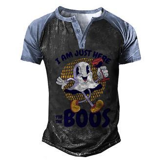 I Am Just Here For The Boos Ghost Graphic Design Printed Casual Daily Basic Men's Henley Shirt Raglan Sleeve 3D Print T-shirt - Thegiftio UK