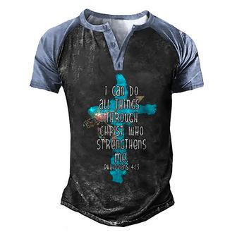 I Can Do All Things Through Christ Philippians 413 Bible Verse Graphic Design Printed Casual Daily Basic Men's Henley Shirt Raglan Sleeve 3D Print T-shirt - Thegiftio UK