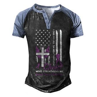 I Can Do All Things Through Christ Who Strengthens Me Cross Graphic Design Printed Casual Daily Basic Men's Henley Shirt Raglan Sleeve 3D Print T-shirt - Thegiftio UK