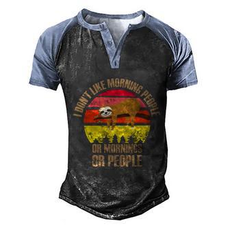 I Dont Lke Morning People Or Mornings Or People Funny Lazy Sloth Retro Vintage Men's Henley Shirt Raglan Sleeve 3D Print T-shirt - Thegiftio UK