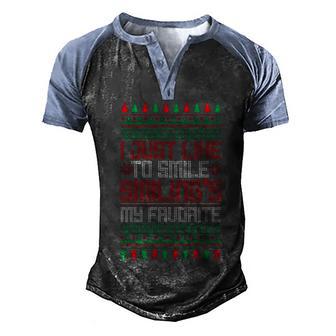 I Just Like To Smile Smilings My Favorite Ugly Christmas Sweater Graphic Design Printed Casual Daily Basic Men's Henley Shirt Raglan Sleeve 3D Print T-shirt - Thegiftio UK