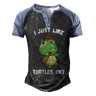 I Just Like Turtles Cute Girl Boys Turtle Graphic Design Printed Casual Daily Basic Men's Henley Shirt Raglan Sleeve 3D Print T-shirt - Thegiftio UK