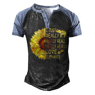 I Just Really Love Elephants V2 Men's Henley Shirt Raglan Sleeve 3D Print T-shirt - Thegiftio UK