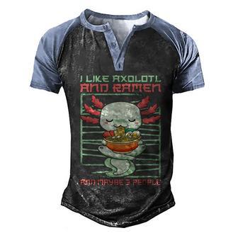 I Like Axolotl And Ramen Graphic Design Printed Casual Daily Basic Men's Henley Shirt Raglan Sleeve 3D Print T-shirt - Thegiftio UK