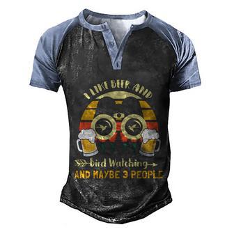 I Like Beer And Bird Watching And Maybe 3 People Vintage Retro Funny Gift Men's Henley Shirt Raglan Sleeve 3D Print T-shirt - Thegiftio UK