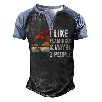 I Like Flamingos And Maybe 3 People Flamingo Retro Apparel Sweat Men's Henley Shirt Raglan Sleeve 3D Print T-shirt - Thegiftio UK