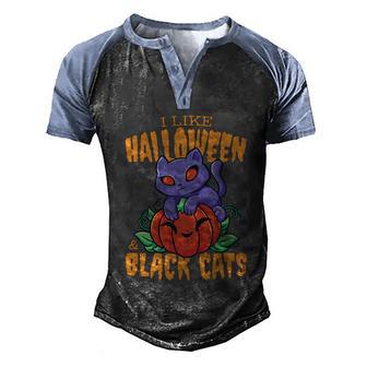 I Like Halloween And Black Cats Graphic Design Printed Casual Daily Basic Men's Henley Shirt Raglan Sleeve 3D Print T-shirt - Thegiftio UK