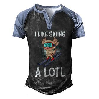 I Like Skiing A Lotl Ski Skier Ski Teacher Graphic Design Printed Casual Daily Basic Men's Henley Shirt Raglan Sleeve 3D Print T-shirt - Thegiftio UK