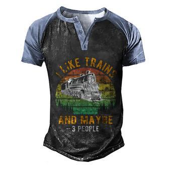 I Like Trains Railroad Collector Model Train Graphic Design Printed Casual Daily Basic Men's Henley Shirt Raglan Sleeve 3D Print T-shirt - Thegiftio UK