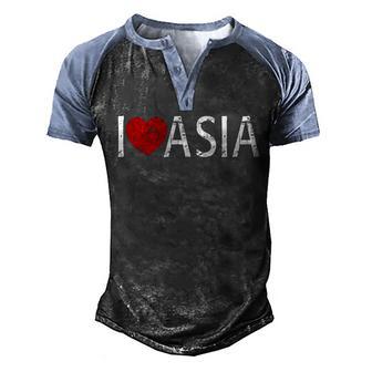 I Love Asia Graphic Design Printed Casual Daily Basic Men's Henley Shirt Raglan Sleeve 3D Print T-shirt - Thegiftio UK