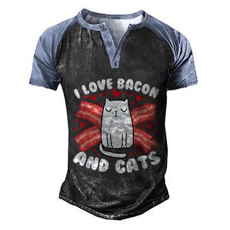 I Love Bacon And Cats Cute Kitty Cat Feline Breakfast Graphic Design Printed Casual Daily Basic Men's Henley Shirt Raglan Sleeve 3D Print T-shirt - Thegiftio UK