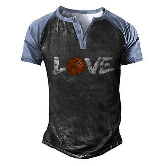 I Love Basketball Lover Vintage Graphic Design Printed Casual Daily Basic Men's Henley Shirt Raglan Sleeve 3D Print T-shirt - Thegiftio UK