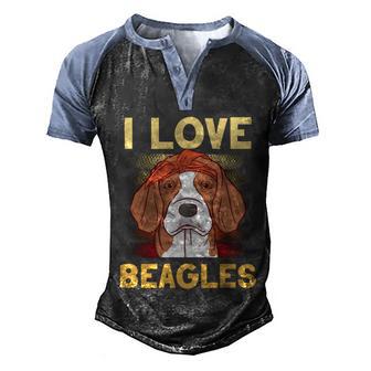 I Love Beagles Lover Dog Puppy Beagle Gift Men's Henley Shirt Raglan Sleeve 3D Print T-shirt - Thegiftio UK