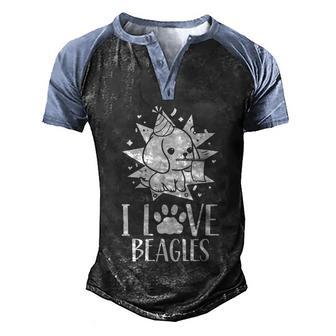 I Love Beagles Puppy Beagle Lover Dog Gift Men's Henley Shirt Raglan Sleeve 3D Print T-shirt - Thegiftio UK