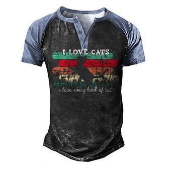I Love Cats Lover Men's Henley Shirt Raglan Sleeve 3D Print T-shirt - Thegiftio UK