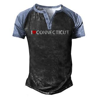 I Love Connecticut Graphic Design Printed Casual Daily Basic Men's Henley Shirt Raglan Sleeve 3D Print T-shirt - Thegiftio UK