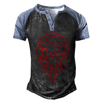 I Love Derry On Red Balloon Graphic Design Printed Casual Daily Basic Men's Henley Shirt Raglan Sleeve 3D Print T-shirt - Thegiftio UK