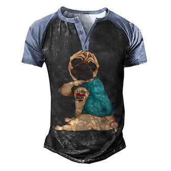 I Love Mom Tattoo Pug Mothers Day Gift 1 Men's Henley Shirt Raglan Sleeve 3D Print T-shirt - Thegiftio UK