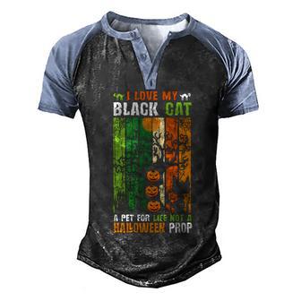 I Love My Black Cat Halloween Day Retro Halloween Men's Henley Shirt Raglan Sleeve 3D Print T-shirt - Thegiftio UK