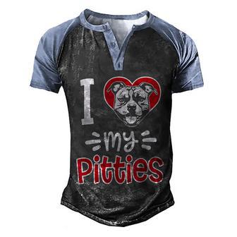 I Love My Pitties Cute Pitbull Dog Owner Trainer Gag Graphic Design Printed Casual Daily Basic Men's Henley Shirt Raglan Sleeve 3D Print T-shirt - Thegiftio UK