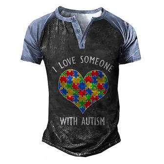 I Love Someone With Autism Puzzle Heart Awareness Rainbow Graphic Design Printed Casual Daily Basic Men's Henley Shirt Raglan Sleeve 3D Print T-shirt - Thegiftio UK
