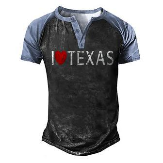I Love Texas Men's Henley Shirt Raglan Sleeve 3D Print T-shirt - Monsterry