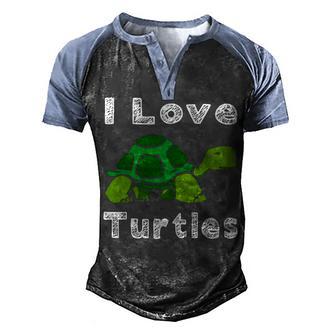 I Love Turtles Tortoise Reptile Zoo Sea Turtle Ocean Gift Men's Henley Shirt Raglan Sleeve 3D Print T-shirt - Thegiftio UK