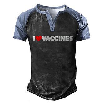 I Love Vaccines Graphic Design Printed Casual Daily Basic Men's Henley Shirt Raglan Sleeve 3D Print T-shirt - Thegiftio UK