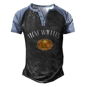 I Love Waffles For A Brussels Waffle Bakery Graphic Design Printed Casual Daily Basic Men's Henley Shirt Raglan Sleeve 3D Print T-shirt - Thegiftio UK
