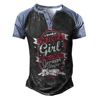 I M Just A Girl Who Loves German Shepherd Gift T Men's Henley Shirt Raglan Sleeve 3D Print T-shirt - Thegiftio UK