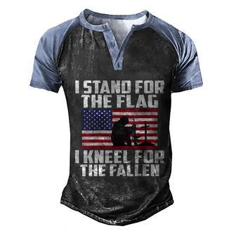 I Stand For The Flag Kneel For The Fallen Memorial Day Gift Men's Henley Shirt Raglan Sleeve 3D Print T-shirt - Monsterry AU