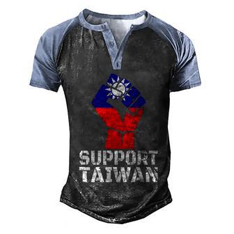 I Stand With Taiwan Support Taiwanese Pride Taiwan Flag Gift Graphic Design Printed Casual Daily Basic Men's Henley Shirt Raglan Sleeve 3D Print T-shirt - Thegiftio UK