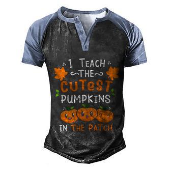 I Teach The Cutest Pumpkins In The Patch Halloween Quote Graphic Design Printed Casual Daily Basic Men's Henley Shirt Raglan Sleeve 3D Print T-shirt - Thegiftio UK