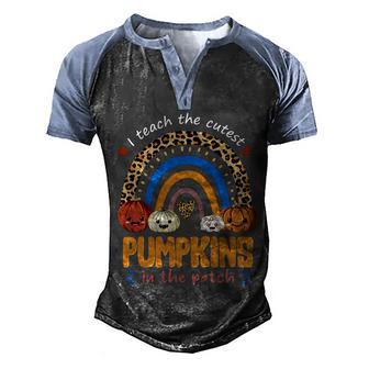 I Teach The Cutest Pumpkins In The Patch Leopard Graphic Design Printed Casual Daily Basic Men's Henley Shirt Raglan Sleeve 3D Print T-shirt - Thegiftio UK