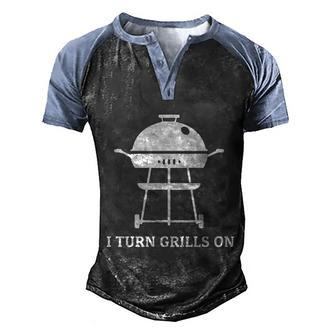 I Turn Grills On Fathers Day Dad Joke Grilling Party Gift Graphic Design Printed Casual Daily Basic Men's Henley Shirt Raglan Sleeve 3D Print T-shirt - Thegiftio UK