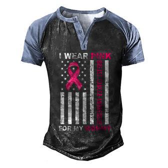 I Wear Pink For My Mommy Pink Ribbon Breast Cancer Us Flag Graphic Design Printed Casual Daily Basic Men's Henley Shirt Raglan Sleeve 3D Print T-shirt - Thegiftio UK