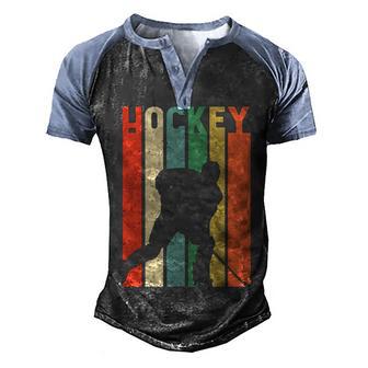 Ice Hockey Vintage Retro V2 Men's Henley Shirt Raglan Sleeve 3D Print T-shirt - Thegiftio UK
