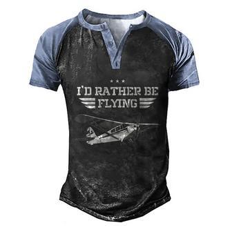 Id Rather Be Flying Rc Model Pilot Aviationrc Plane Graphic Design Printed Casual Daily Basic Men's Henley Shirt Raglan Sleeve 3D Print T-shirt - Thegiftio UK