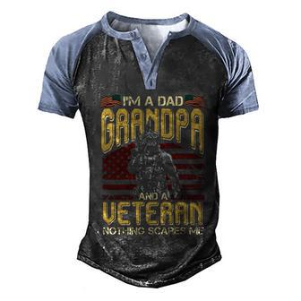 Im A Dad Grandpa And A Veteran Nothing Scares Me Usa Flag 4Th Of July Men's Henley Shirt Raglan Sleeve 3D Print T-shirt - Thegiftio UK