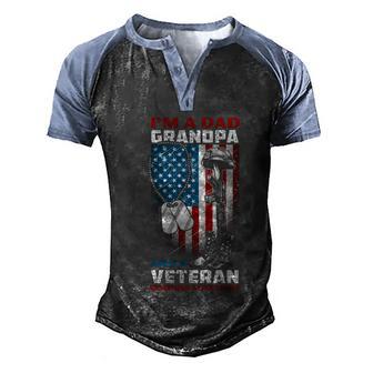 Im A Dad Grandpa Veteran Nothing Scares Me Usa American Flag Fathers Day Men's Henley Shirt Raglan Sleeve 3D Print T-shirt - Thegiftio UK