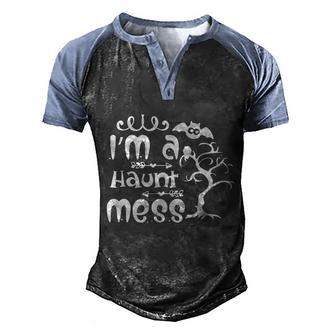 Im A Haunt Mess Halloween Quote Graphic Design Printed Casual Daily Basic Men's Henley Shirt Raglan Sleeve 3D Print T-shirt - Thegiftio UK