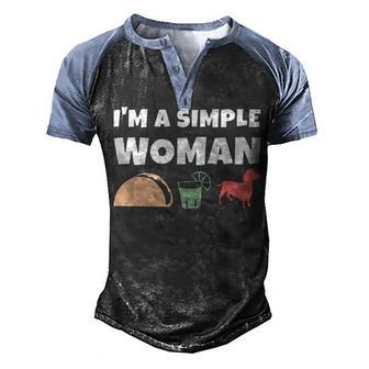 Im A Simple Woman Tacos Tequila Dachshund Men's Henley Shirt Raglan Sleeve 3D Print T-shirt - Thegiftio UK
