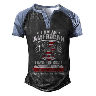 Im An American I Have The Right To Bear Arms Gun Men's Henley Shirt Raglan Sleeve 3D Print T-shirt - Thegiftio UK
