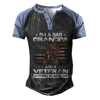 Im Dad Grandpa And A Veteran Proud Us Grandpa Dad Veteran Gift Graphic Design Printed Casual Daily Basic Men's Henley Shirt Raglan Sleeve 3D Print T-shirt - Thegiftio UK